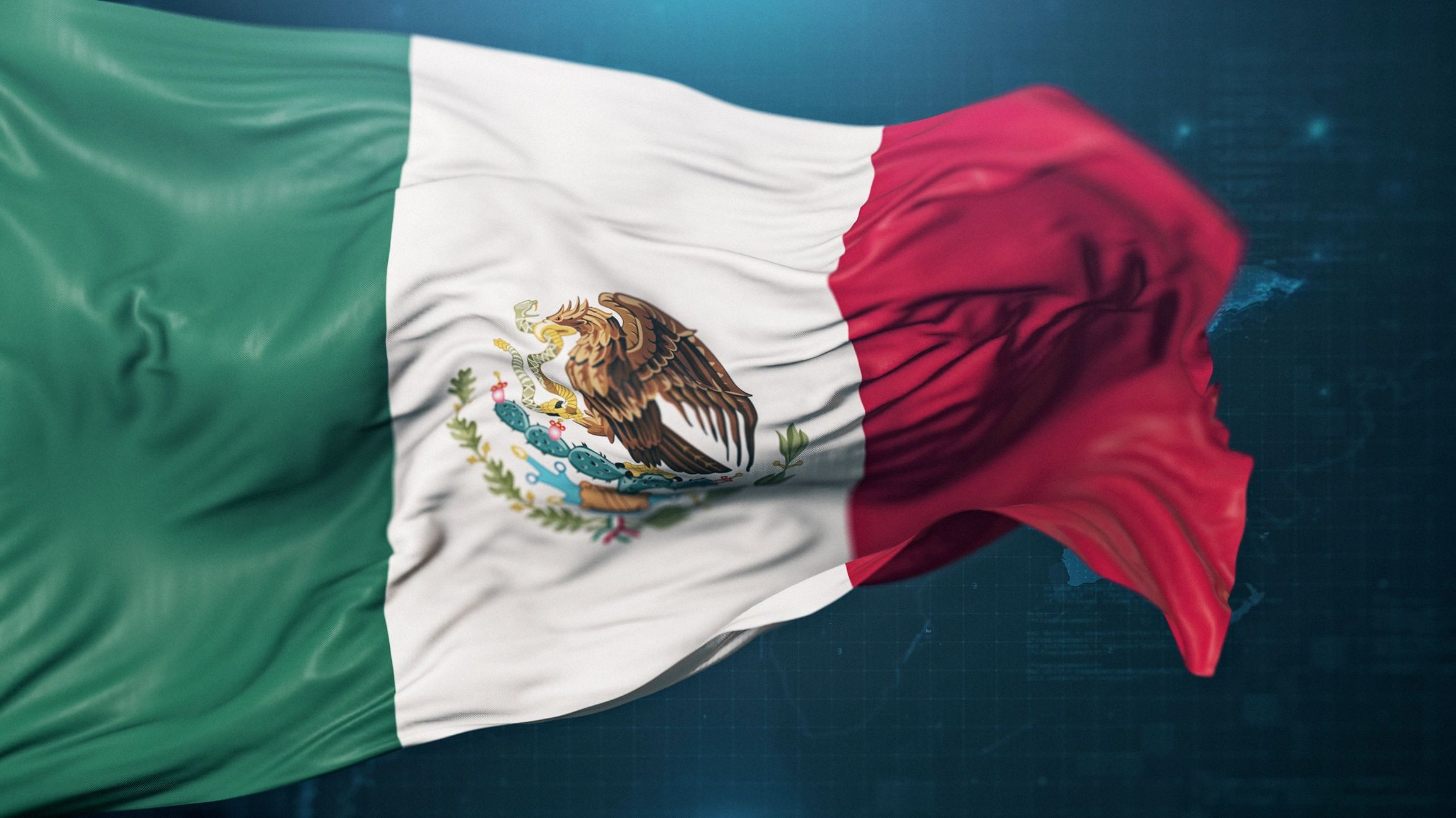 Bandera de México ondeando